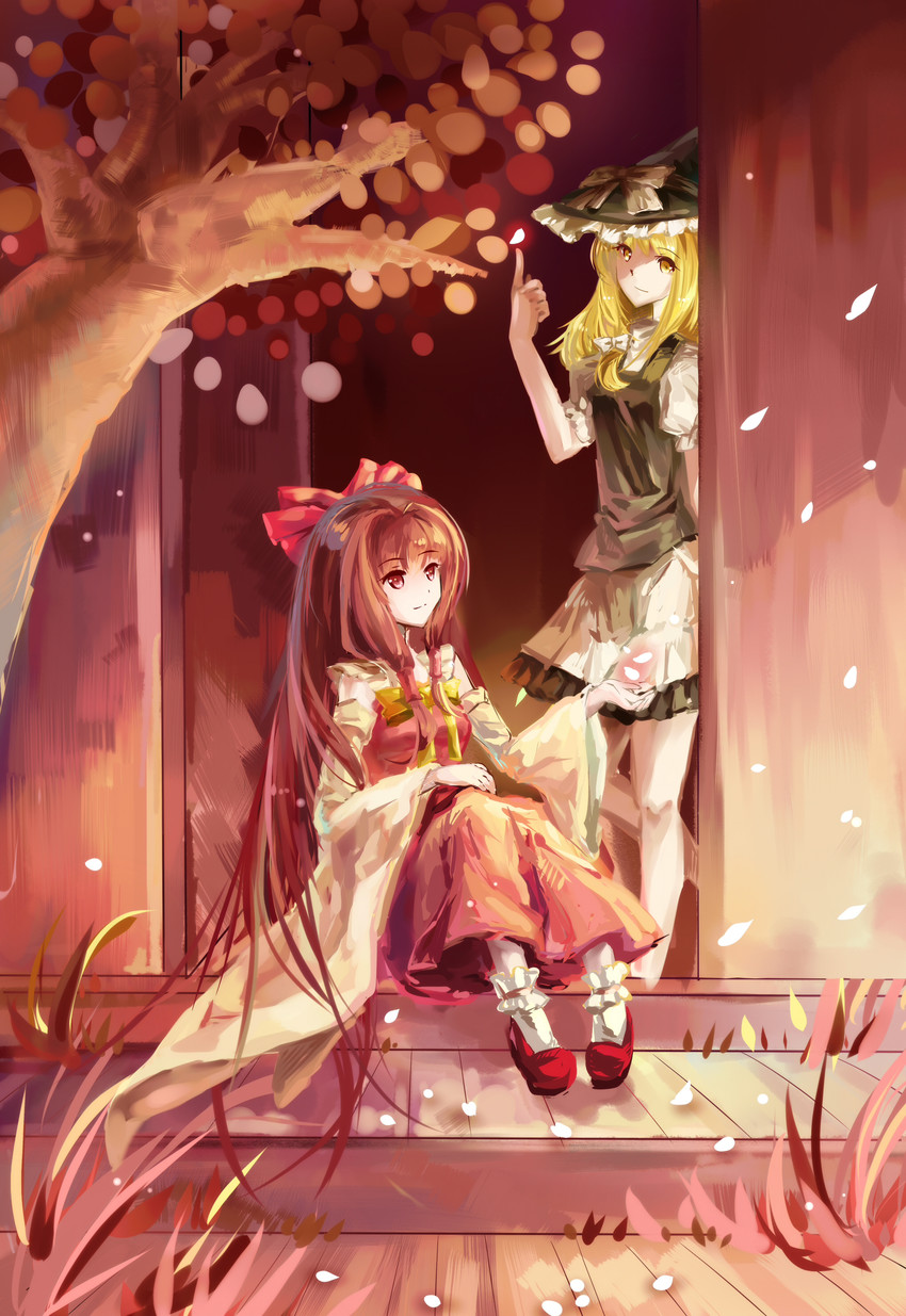 hakurei reimu and kirisame marisa (touhou) drawn by cathy_inaba
