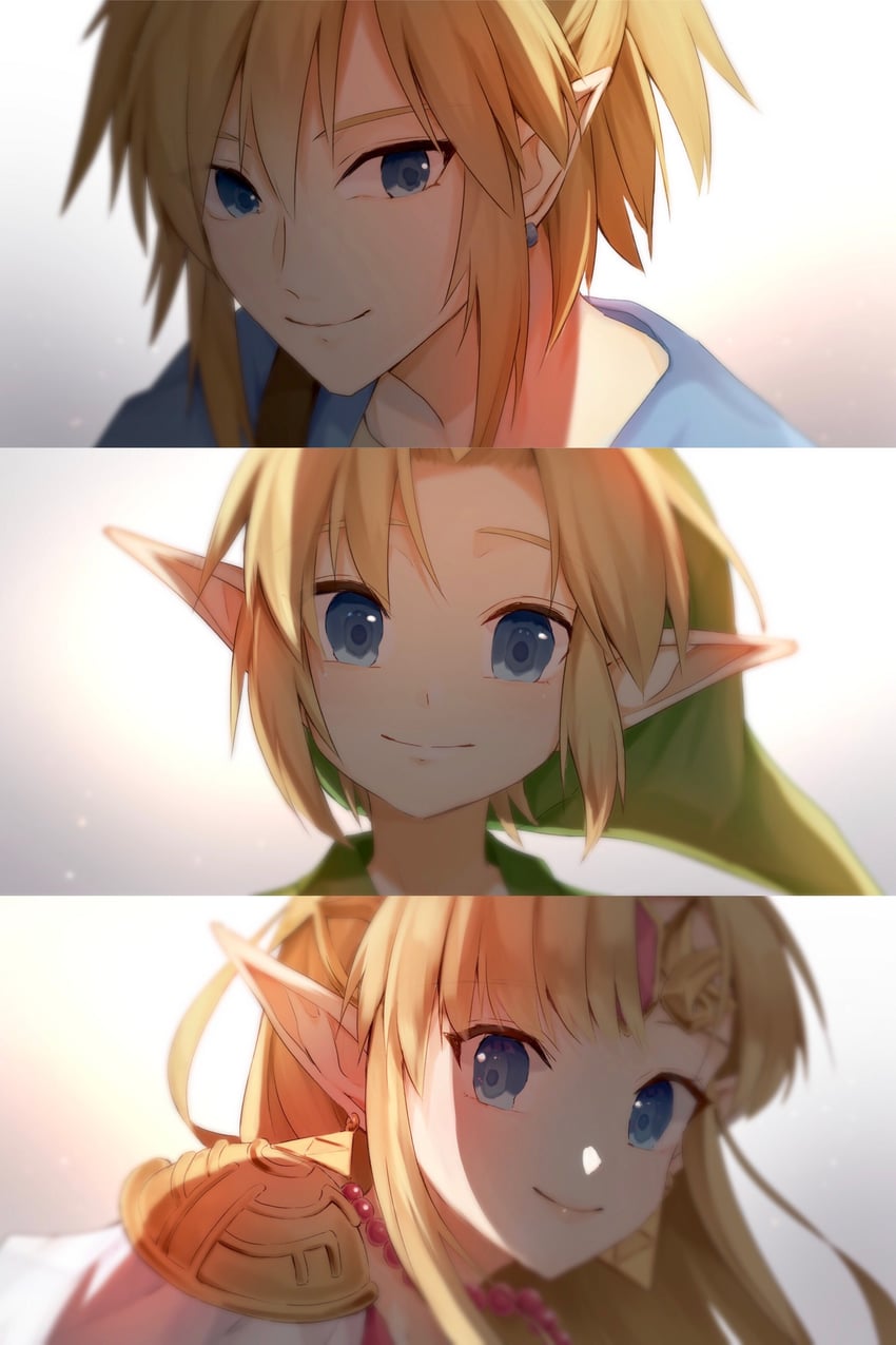 link, princess zelda, and young link (the legend of zelda and 4 more) drawn by tete_tuyuten