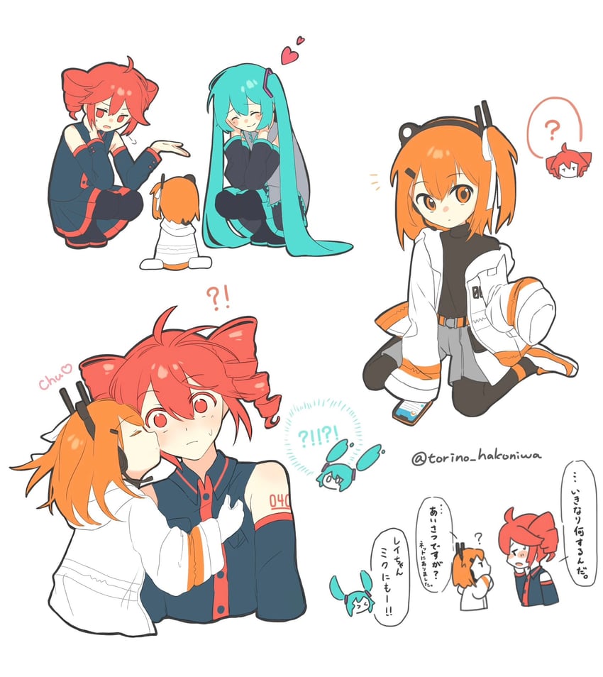 hatsune miku, kasane teto, and adachi rei (vocaloid and 2 more) drawn by amau_totori