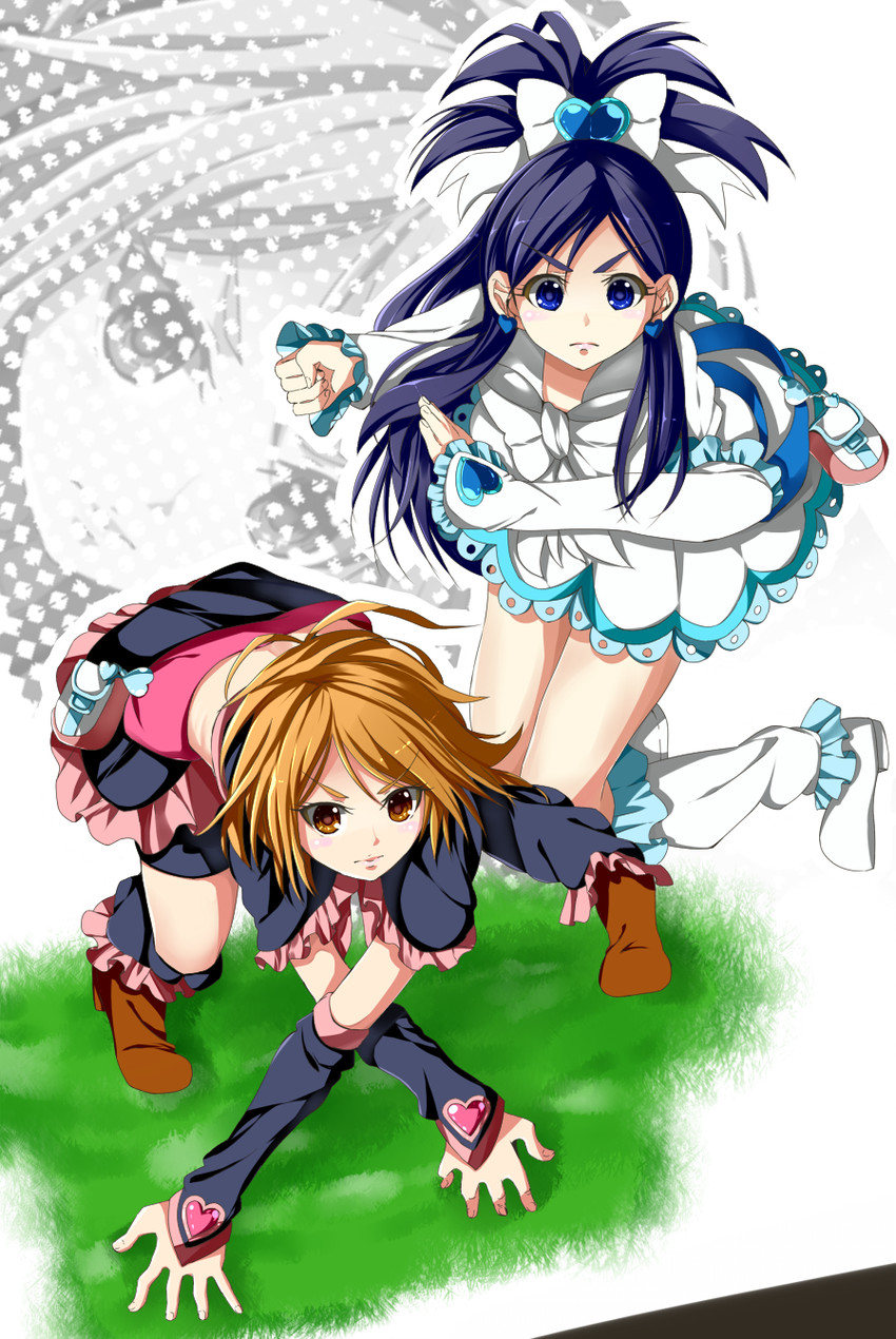 misumi nagisa, yukishiro honoka, cure black, and cure white (precure and 1 more) drawn by yuutarou_(fukiiincho)