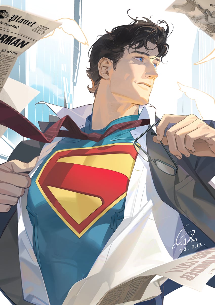 superman and clark kent (dc comics and 1 more) drawn by tobu_(bilibil)