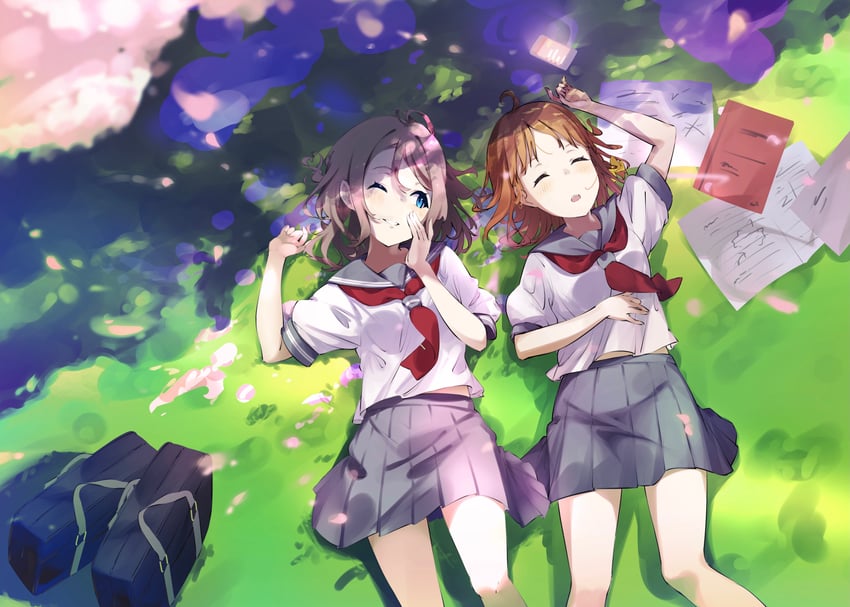 watanabe you and takami chika (love live! and 1 more) drawn by itsuka_(itsuka_000)