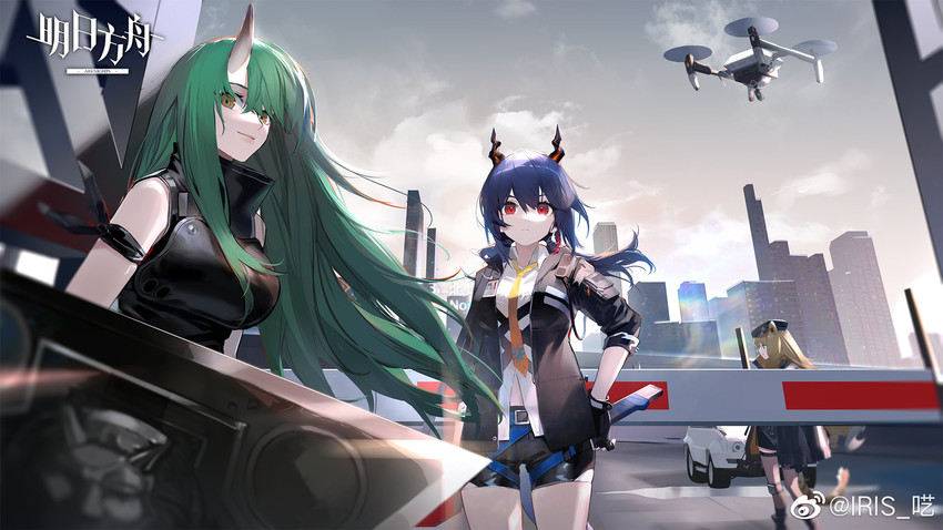ch'en, hoshiguma, and swire (arknights) drawn by iris_yi