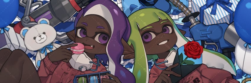 inkling player character and inkling girl (splatoon) drawn by prat_rat
