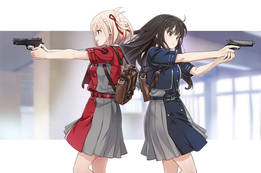 nishikigi chisato and inoue takina (lycoris recoil) drawn by nyoro_(nyoronyoro000)