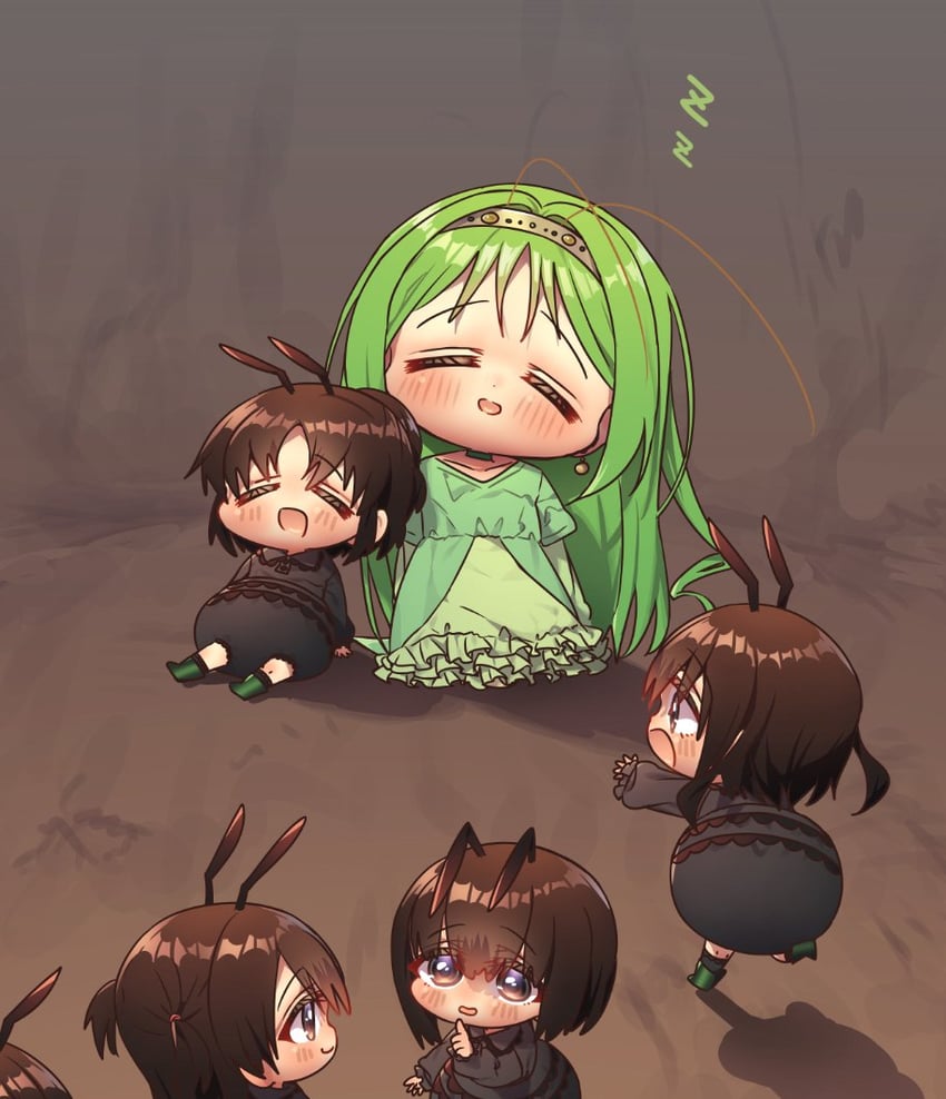 main ant girl, bob cut ant girl, and ponytail ant girl (original) drawn by harumina_mau
