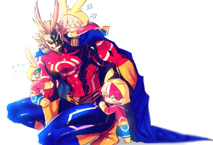 midoriya izuku, bakugou katsuki, todoroki shoto, and all might (boku no hero academia) drawn by die_(f_mega)
