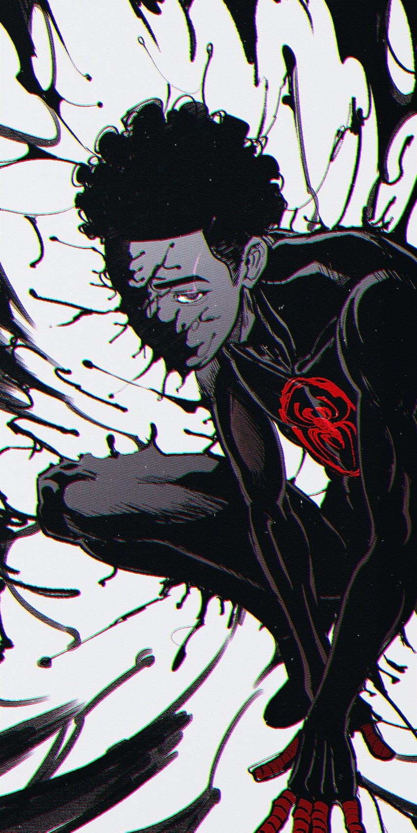 venom, miles morales, and spider-man (marvel and 3 more) drawn by jungyun99