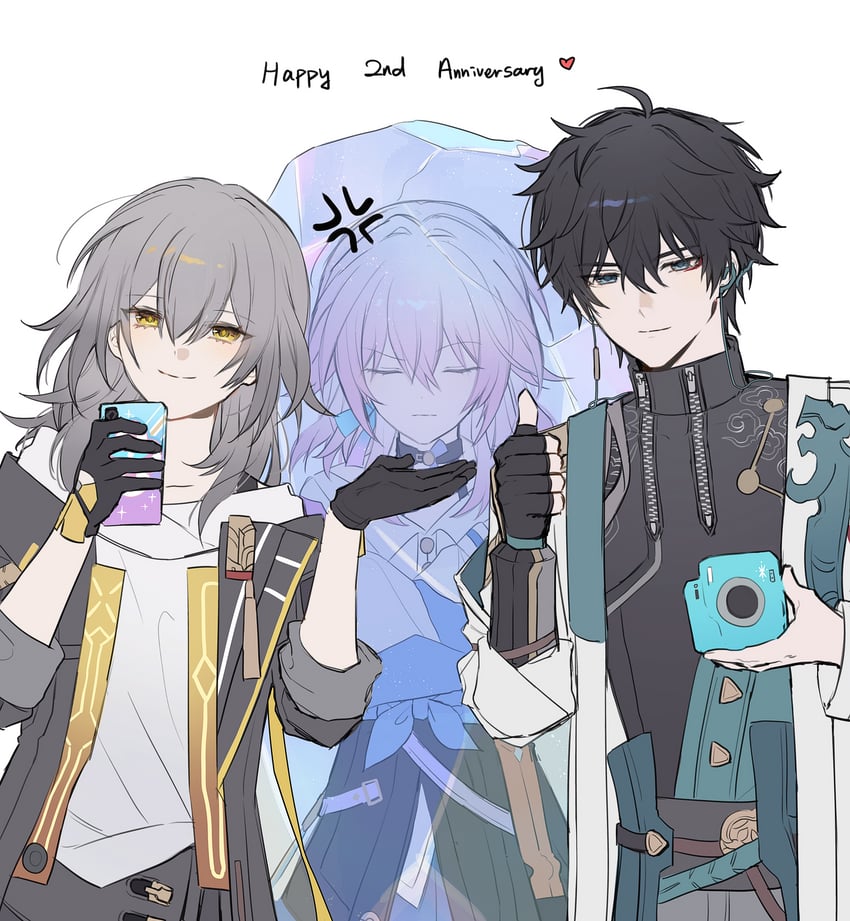 trailblazer, stelle, march 7th, and dan heng (honkai and 1 more) drawn by sp0i0ppp