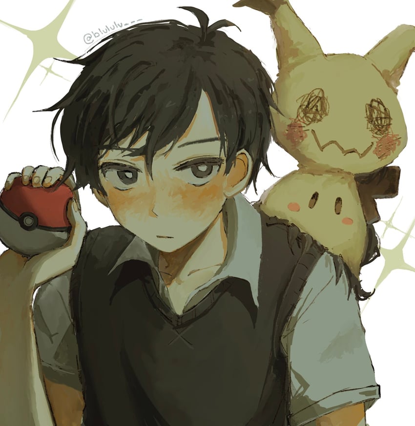 sunny and mimikyu (pokemon and 1 more) drawn by lulu_(blululu)