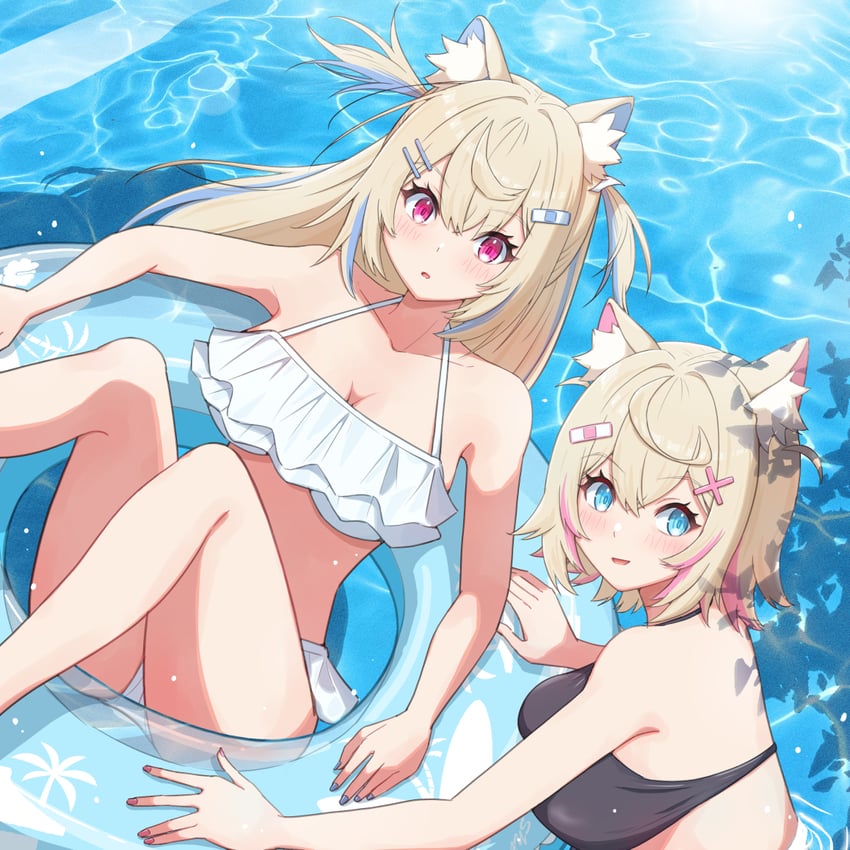fuwawa abyssgard and mococo abyssgard (hololive and 1 more) drawn by namazu02_tky