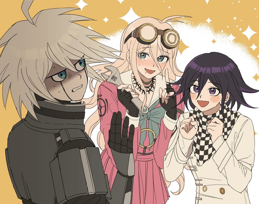 oma kokichi, iruma miu, and k1-b0 (danganronpa and 1 more) drawn by bibi_(p_pp8888)