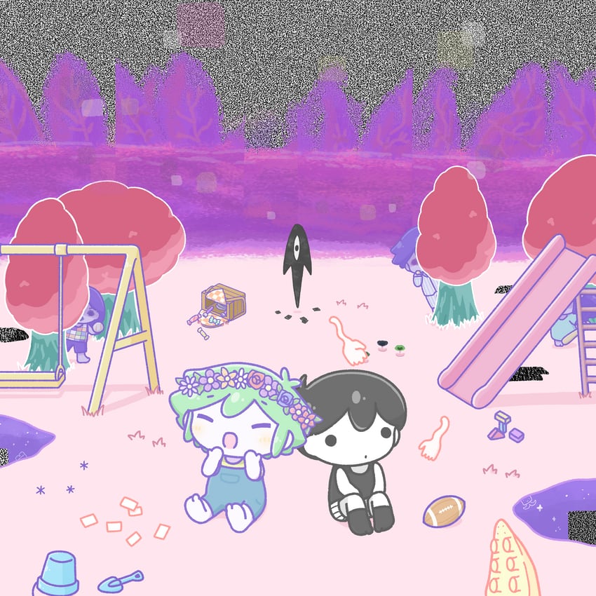 omori, basil, aubrey, kel, hero, and 1 more (omori) drawn by wafu_(wafu39080)
