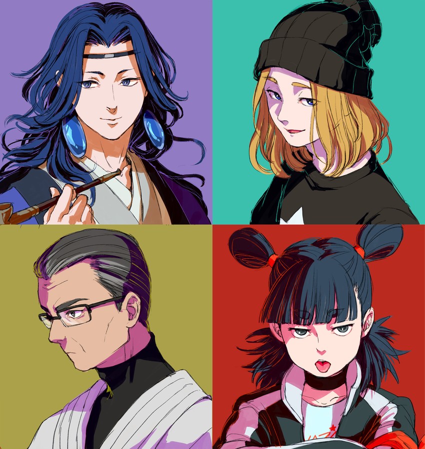 nezha, laojun, pan jing, and a'he (luo xiaohei zhanji and 1 more) drawn by micho