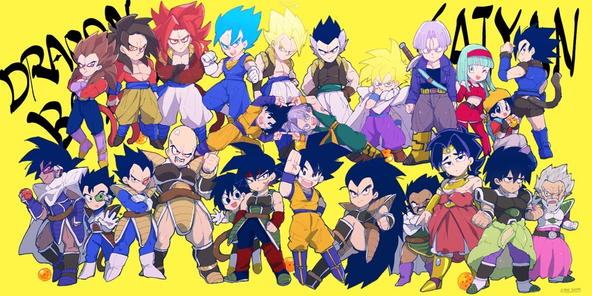 son goku, vegeta, son gohan, trunks, gogeta, and 14 more (dragon ball and 6 more) drawn by srm_burorisuto