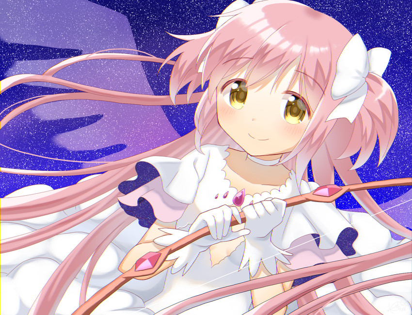 kaname madoka and ultimate madoka (mahou shoujo madoka magica) drawn by yunagi_(yng_hoti)