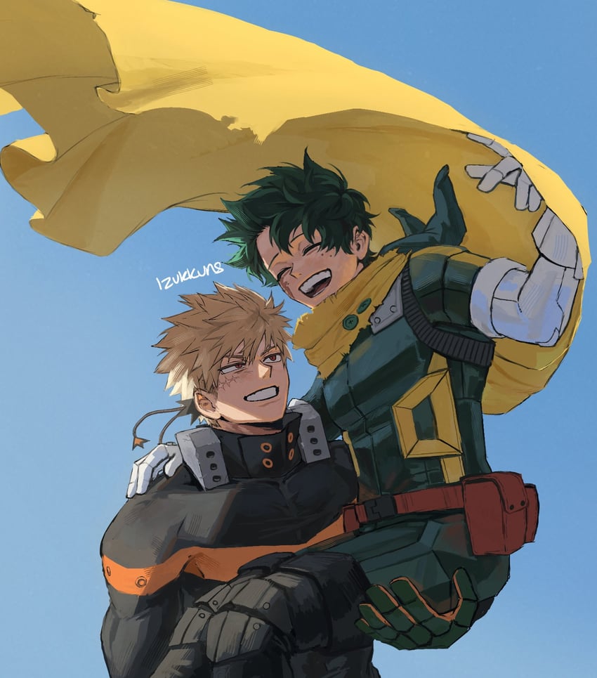 midoriya izuku and bakugou katsuki (boku no hero academia) drawn by izukkuns