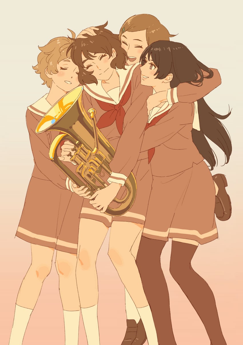oumae kumiko, kousaka reina, kawashima sapphire, and katou hazuki (hibike! euphonium) drawn by 55bata6rou