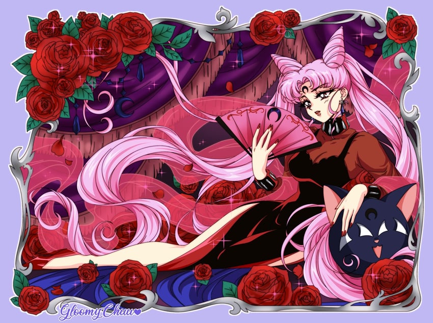 black lady and luna-p (bishoujo senshi sailor moon and 1 more) drawn by mroczniak_(gloomy_chuu)