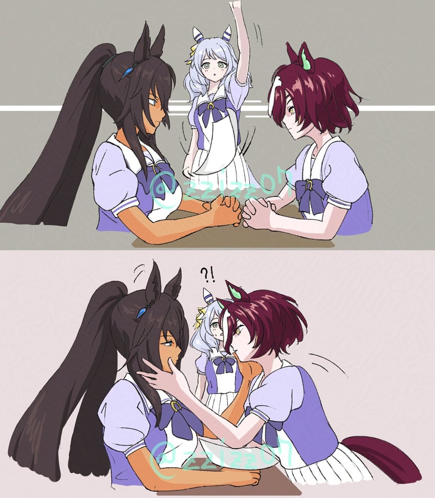hishi miracle, tanino gimlet, and symboli kris s (umamusume) drawn by zzizz07