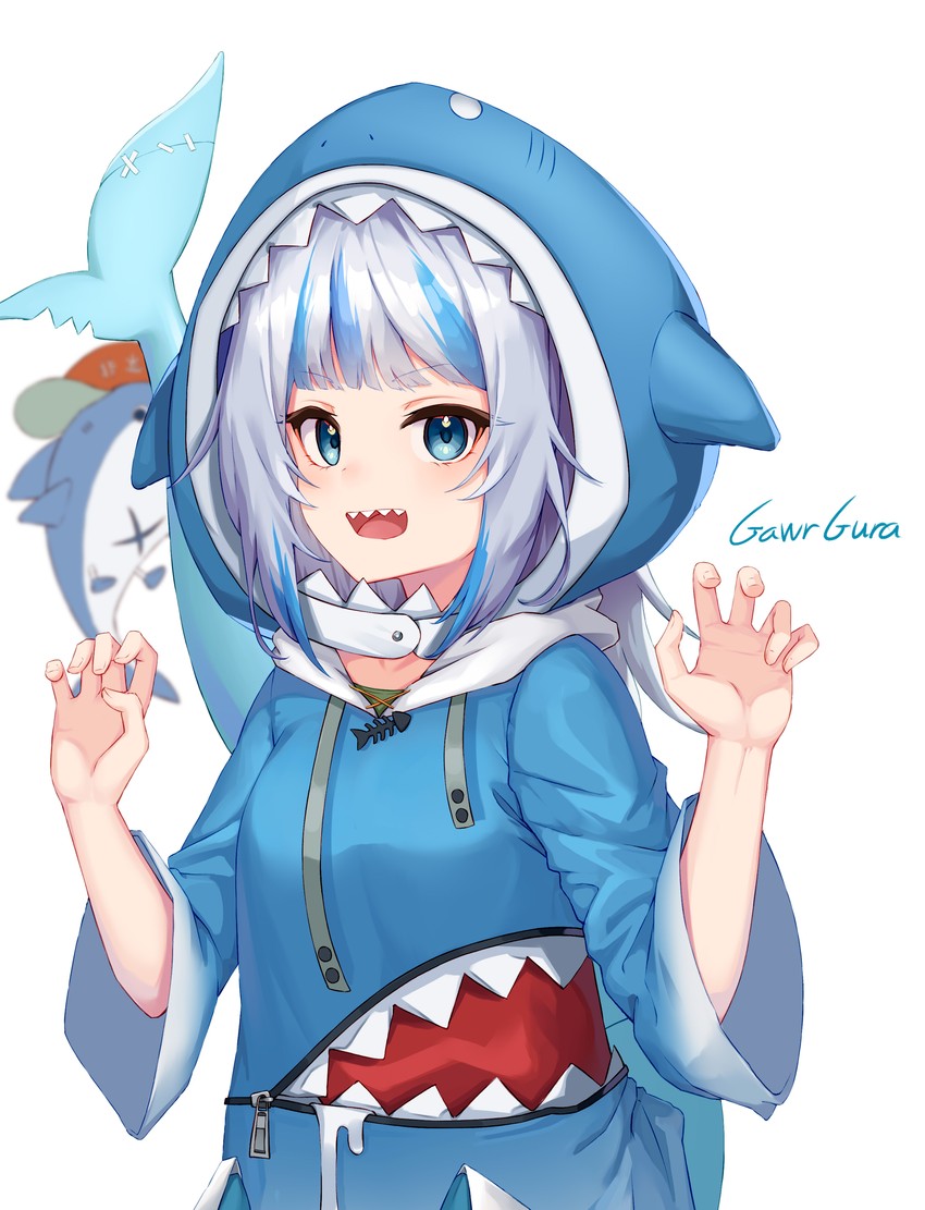 gawr gura and bloop (hololive and 1 more) drawn by setsurimu_(pro_viden)