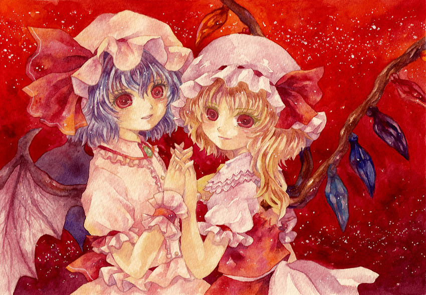 remilia scarlet and flandre scarlet (touhou) drawn by shiroma_(mamiko)