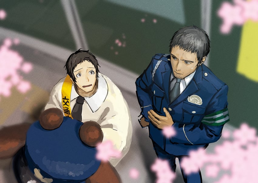 adachi tooru and doujima ryoutarou (persona and 1 more) drawn by morrisuit