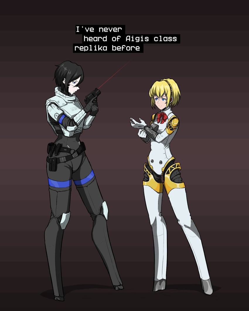 aigis and elster (persona and 2 more) drawn by robar