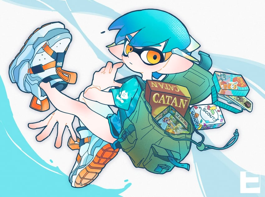 inkling player character and inkling boy (splatoon) drawn by hiko0v0