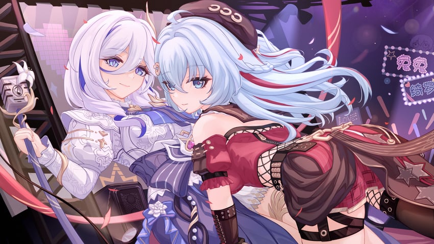 misteln schariac and shigure kira (honkai and 1 more) drawn by blackheart`