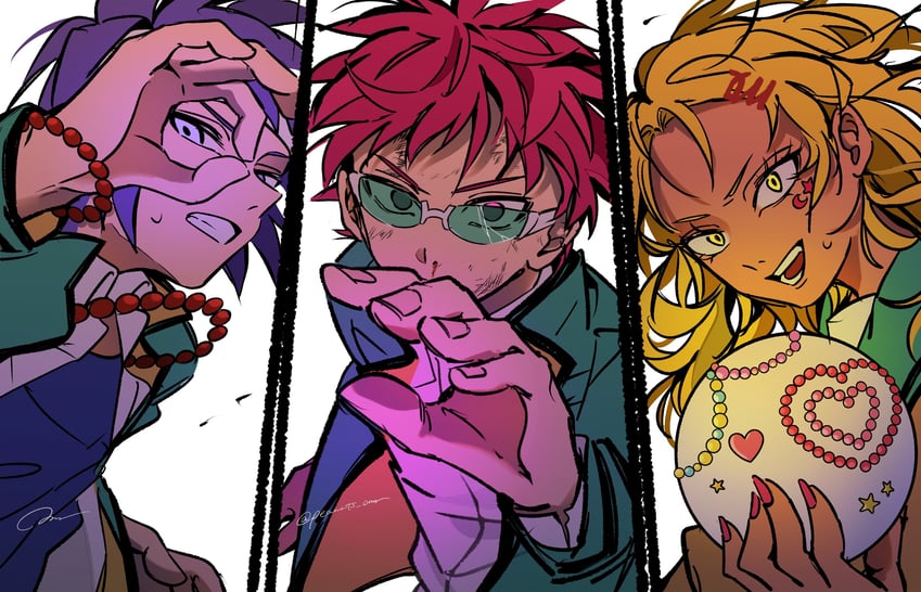 saiki kusuo, aiura mikoto, and toritsuka reita (saiki kusuo no psi nan) drawn by peanuts_omr