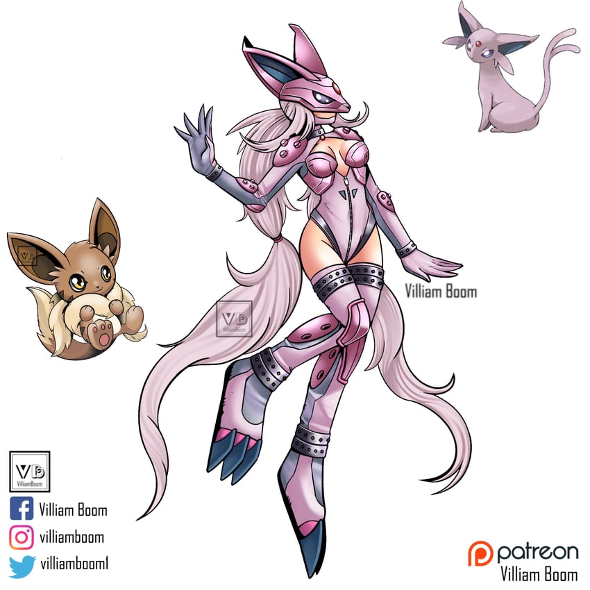 eevee and espeon (pokemon and 1 more) drawn by villiam_boom