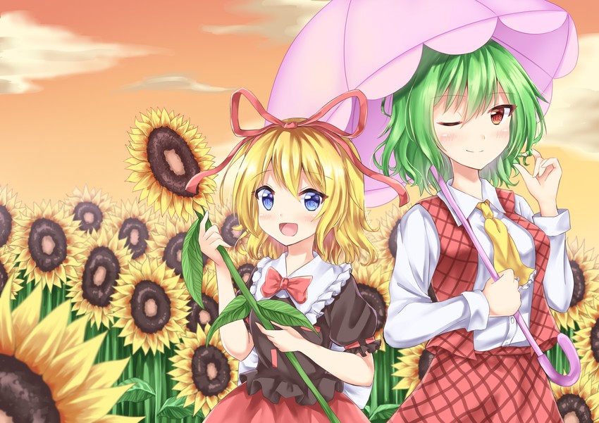 kazami yuuka and medicine melancholy (touhou) drawn by akiteru_(akiteru98)