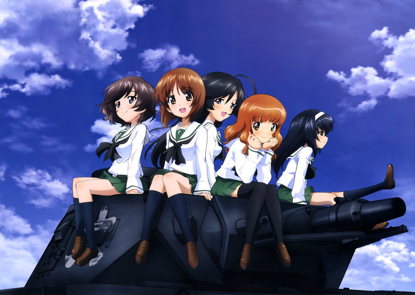 nishizumi miho, akiyama yukari, takebe saori, reizei mako, and isuzu hana (girls und panzer)
