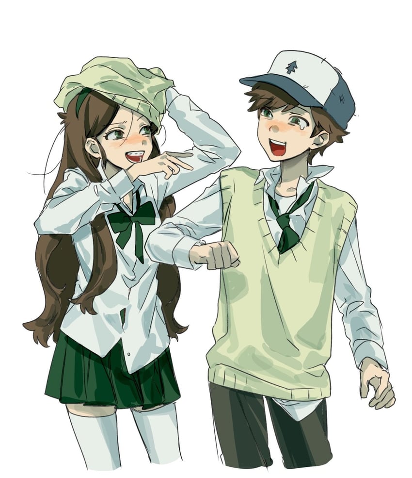mabel pines and dipper pines (gravity falls) drawn by jjojjo110110
