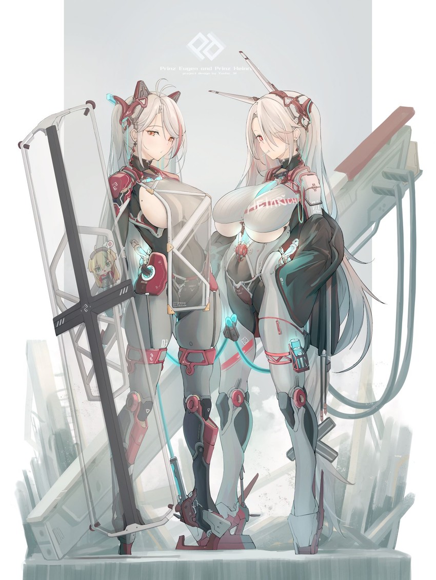prinz eugen, admiral hipper, and prinz heinrich (azur lane) drawn by yusha_m