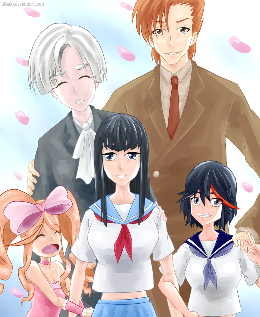 matoi ryuuko, kiryuuin satsuki, harime nui, kiryuuin ragyou, and matoi isshin (kill la kill) drawn by h0saki