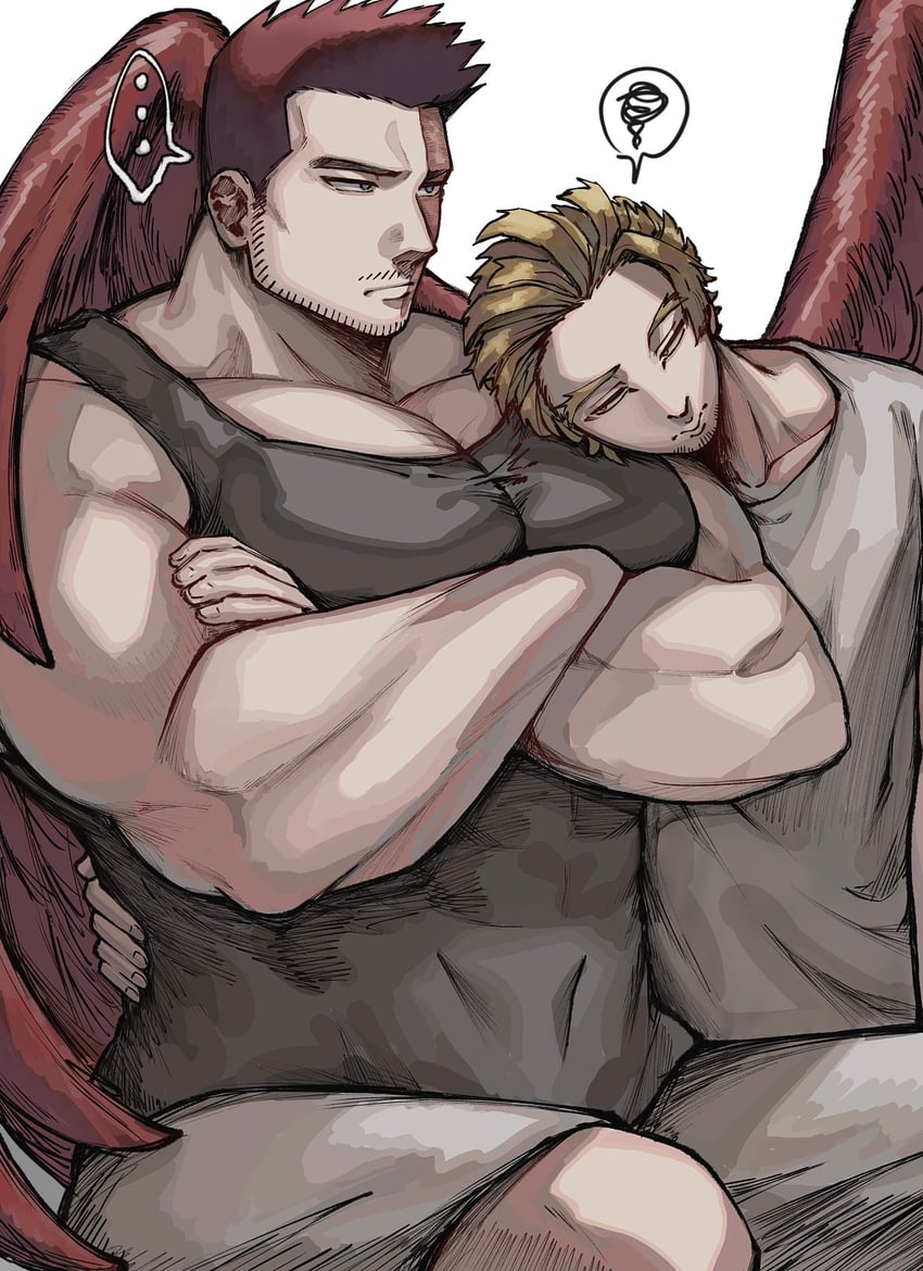 endeavor and hawks (boku no hero academia) drawn by yama_21