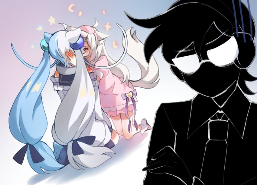 aquwa, cweamcat, and alexejherodev (indie virtual youtuber) drawn by sora_no_sakebi