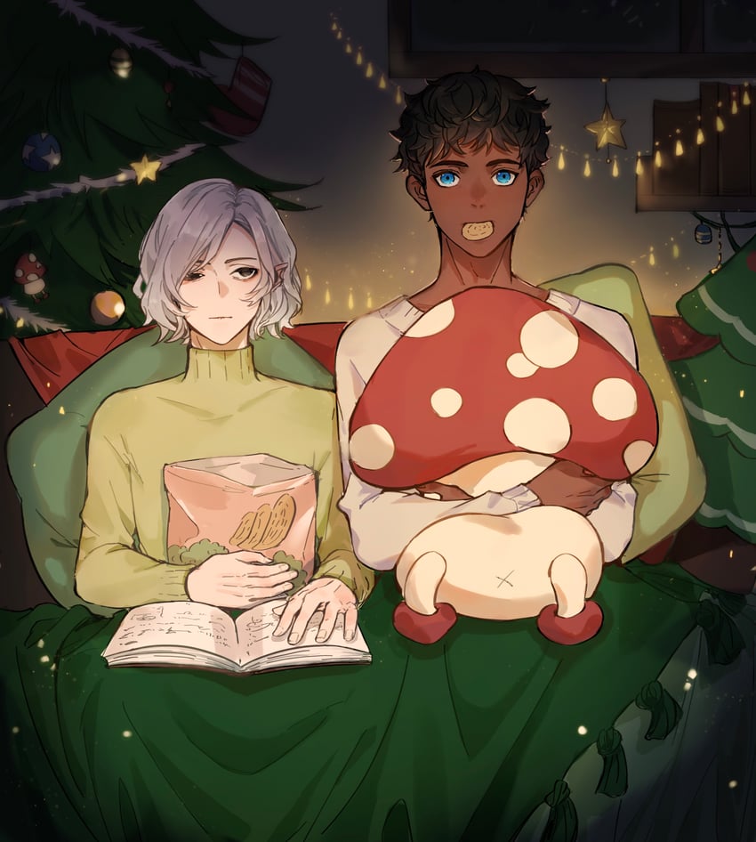 mithrun, kabru, and walking mushroom (dungeon meshi) drawn by rounda
