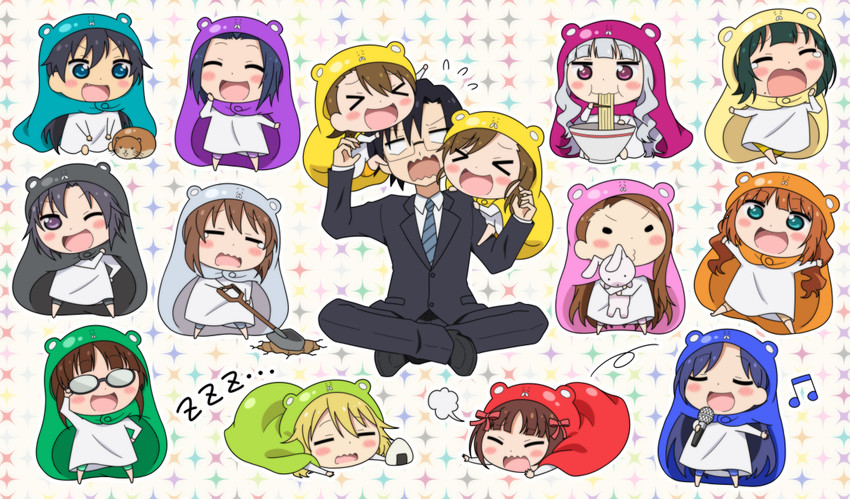 producer, hoshii miki, kisaragi chihaya, amami haruka, kikuchi makoto, and 10 more (idolmaster and 1 more) drawn by osaji0909