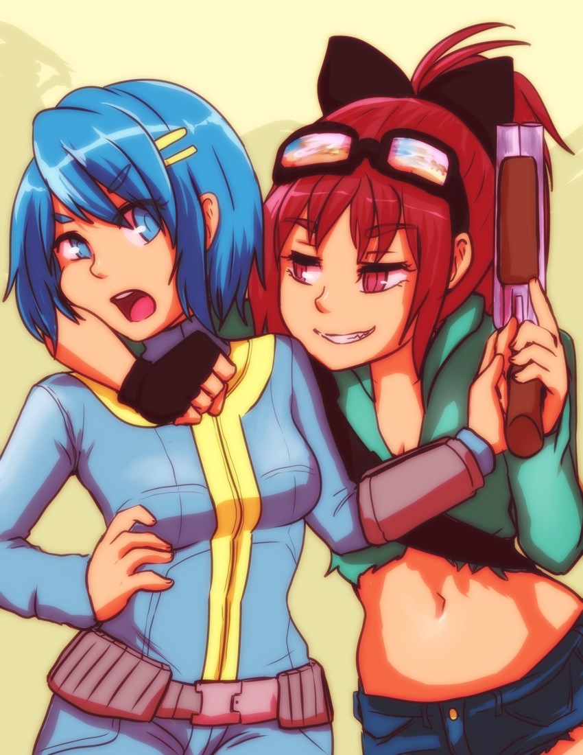 miki sayaka and sakura kyoko (mahou shoujo madoka magica and 2 more) drawn by caffeccino