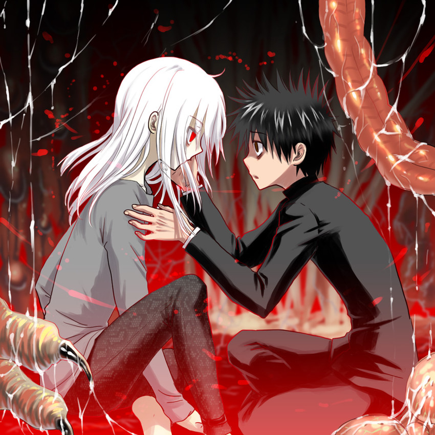 kamijou touma and accelerator (toaru majutsu no index and 1 more) drawn by rozu_(serokichi)