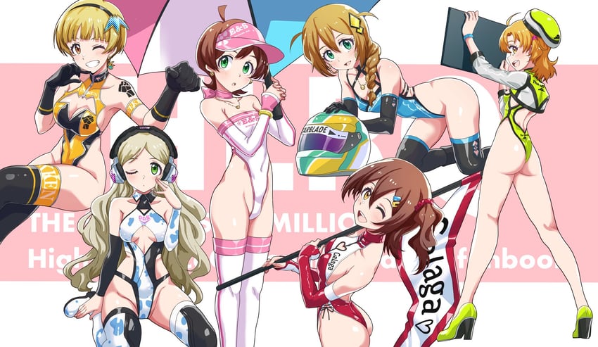 kasuga mirai, baba konomi, handa roco, yabuki kana, fukuda noriko, and 1 more (idolmaster and 1 more) drawn by run_p_(aveton)