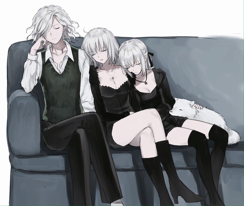 artoria pendragon, jeanne d'arc alter, saber alter, edmond dantes, and cavall ii (fate and 1 more) drawn by nipi27
