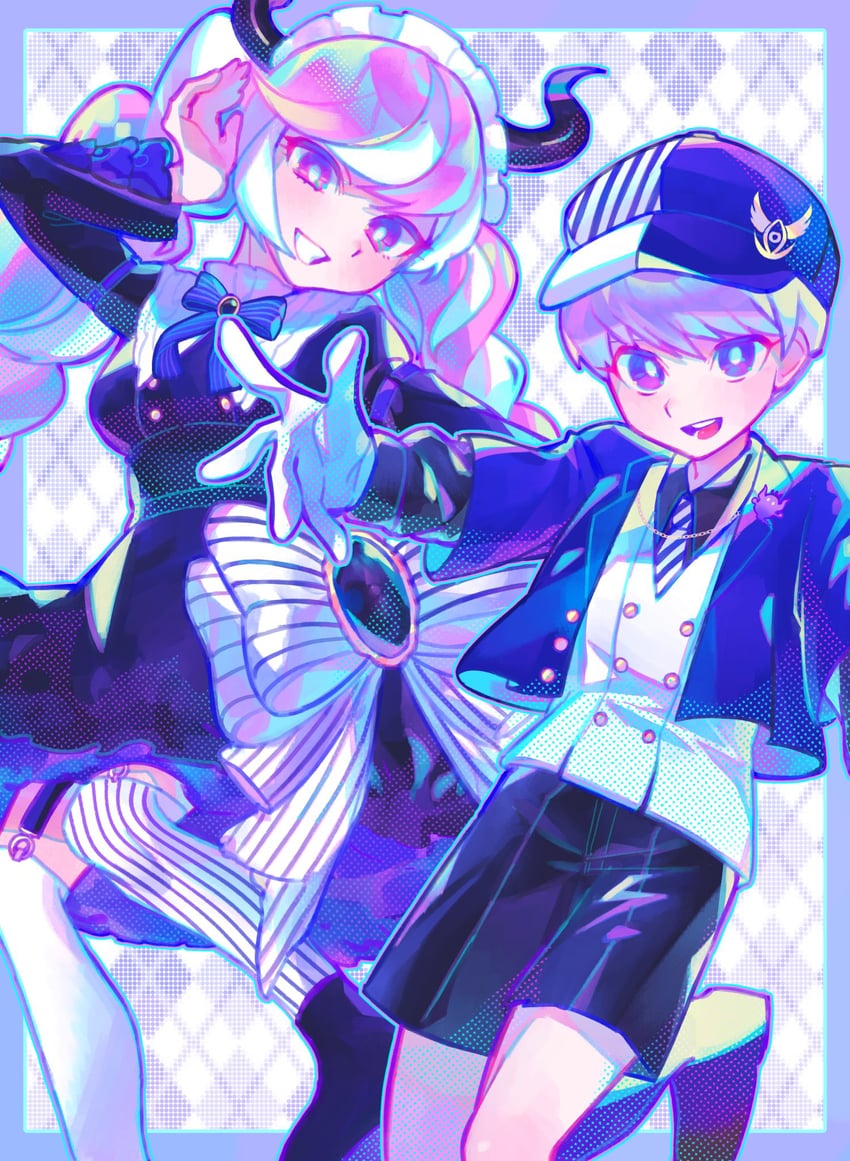 shinigami and yuma kokohead (master detective archives: rain code) drawn by iro_(mywife_sunny)