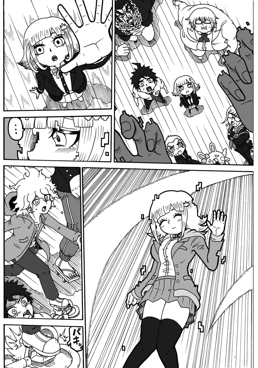 nanami chiaki, komaeda nagito, hinata hajime, pekoyama peko, kuzuryu fuyuhiko, and 3 more (danganronpa and 3 more) drawn by jan1214