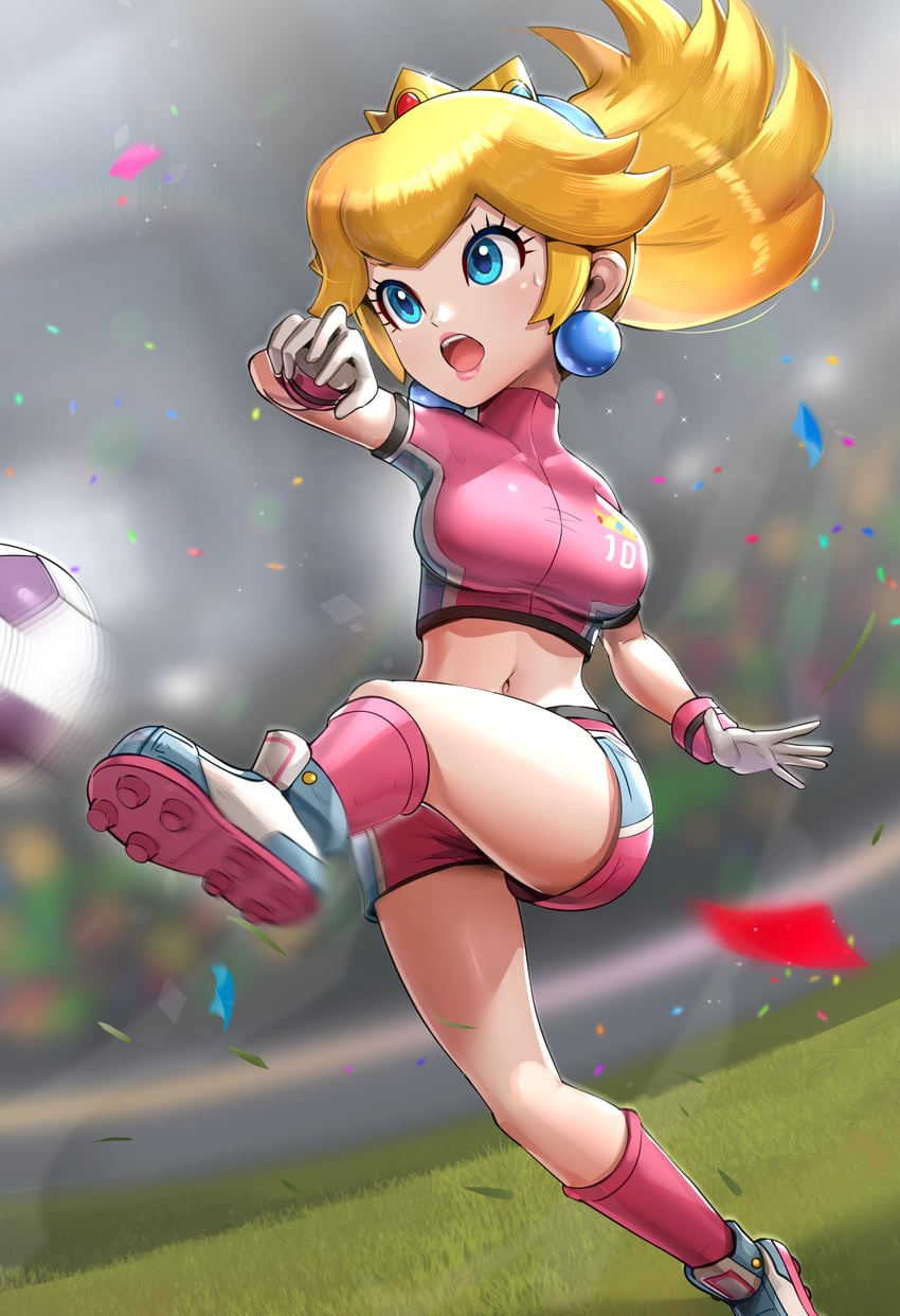 princess peach and striker peach (mario and 2 more) drawn by gonzarez