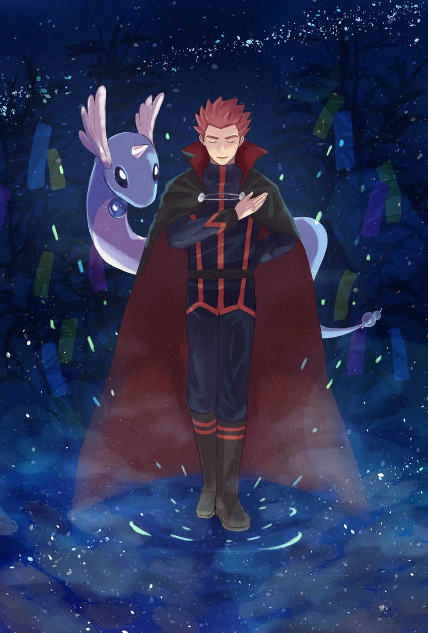 lance and dragonair (pokemon and 1 more) drawn by imasara_maki