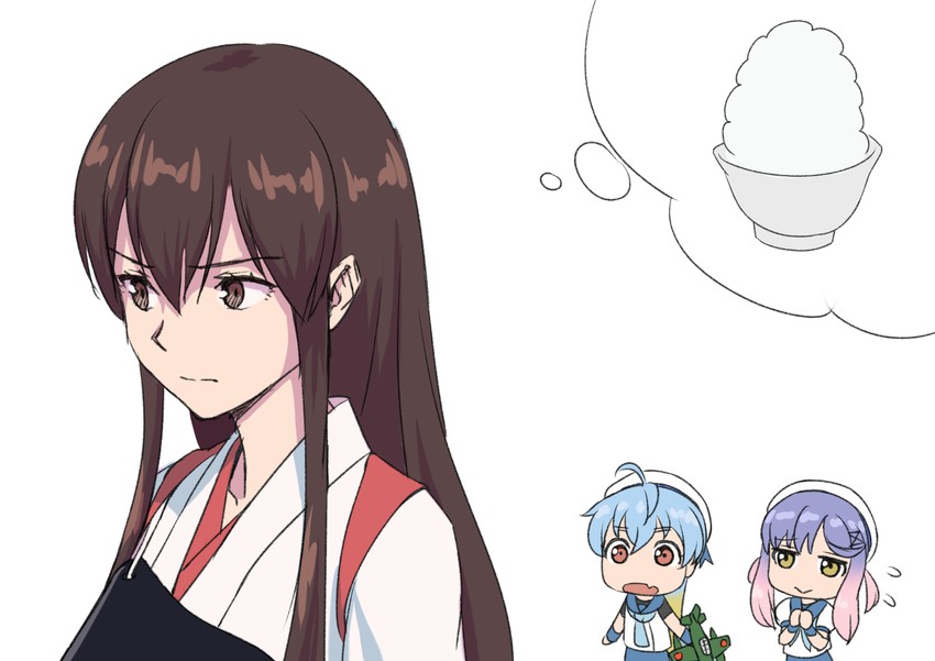 akagi, tsushima, and sado (kantai collection) drawn by porupurucha
